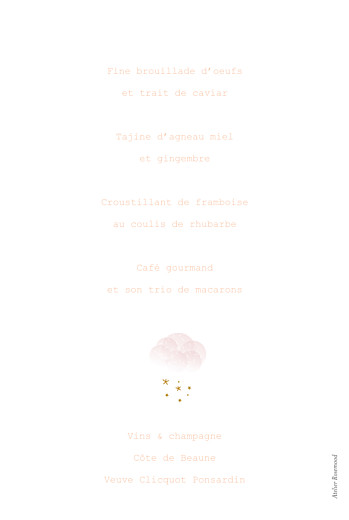 Menu de baptême Brume rose - Verso Menu de baptême Brume rose - Verso