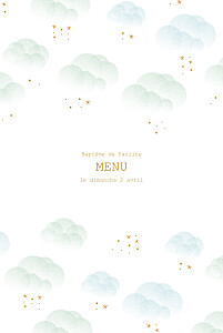 Menu de baptême bleu brume bleu Menu de baptême bleu brume bleu