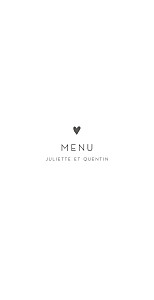 Menu de mariage tous genres élégant cœur blanc Menu de mariage tous genres élégant cœur blanc