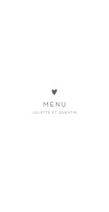Menu de mariage Élégant cœur blanc Menu de mariage Élégant cœur blanc