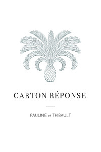 Carton réponse mariage moderne oiseaux de paradis portrait bleu Carton réponse mariage moderne oiseaux de paradis portrait bleu