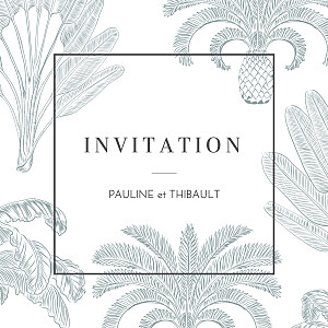 Carton d'invitation mariage moderne oiseaux de paradis bleu Carton d'invitation mariage moderne oiseaux de paradis bleu