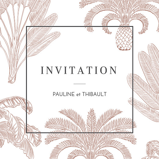 Carton d'invitation mariage Oiseaux de paradis rouille - Recto Carton d'invitation mariage Oiseaux de paradis rouille - Recto