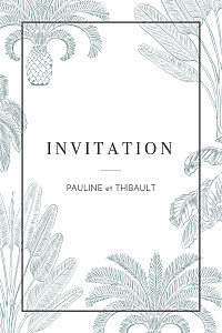 Carton d'invitation mariage oiseaux de paradis portrait bleu Carton d'invitation mariage oiseaux de paradis portrait bleu