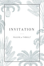 Carton d'invitation mariage Oiseaux de paradis portrait bleu
