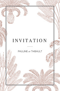 Carton d'invitation mariage orange oiseaux de paradis portrait rouille Carton d'invitation mariage orange oiseaux de paradis portrait rouille