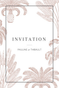 Carton d'invitation mariage Oiseaux de paradis portrait rouille