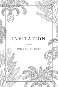 Carton d'invitation mariage blanc oiseaux de paradis portrait noir Carton d'invitation mariage blanc oiseaux de paradis portrait noir