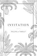Carton d'invitation mariage Oiseaux de paradis portrait noir