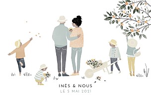 Faire-part de naissance blanc summer family (5 enfants) 2 Faire-part de naissance blanc summer family (5 enfants) 2