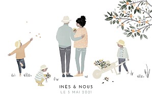 Faire-part de naissance blanc summer family (4 enfants) 2 Faire-part de naissance blanc summer family (4 enfants) 2