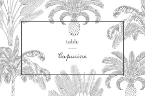 Marque-table mariage Oiseaux de paradis noir Marque-table mariage Oiseaux de paradis noir