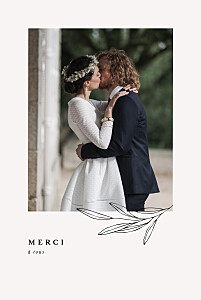 Carte de remerciement mariage avec photo jeune pousse beige Carte de remerciement mariage avec photo jeune pousse beige