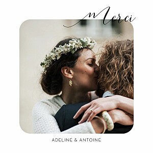 Carte de remerciement mariage avec photo tendre innocence blanc Carte de remerciement mariage avec photo tendre innocence blanc