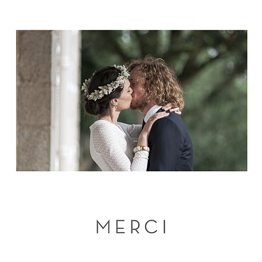 Carte de remerciement mariage Petit élégant cœur (dorure) blanc - Recto