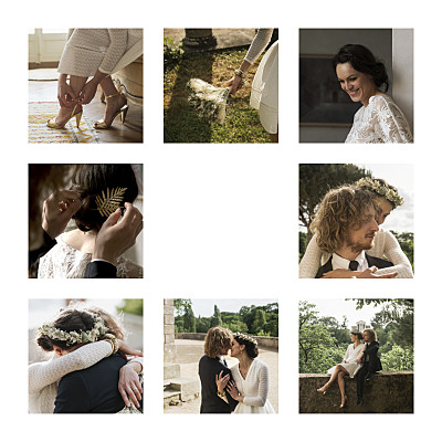Carte de remerciement mariage Simple 8 photos (dorure) blanc finition Carte de remerciement mariage Simple 8 photos (dorure) blanc finition