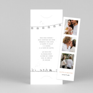 Faire-part de mariage Promesse champêtre (marque-page) blanc