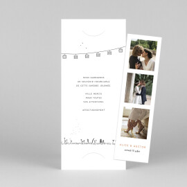Carte de remerciement mariage Promesse champêtre (marque-page) blanc