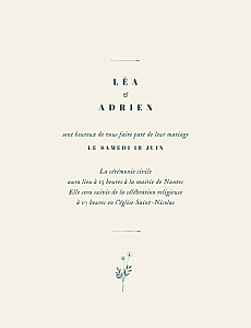 Faire-part de mariage gris herbier beige Faire-part de mariage gris herbier beige