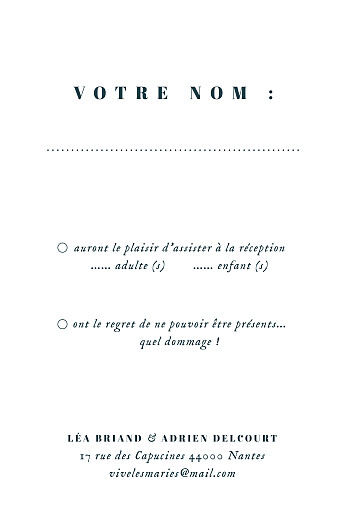 Carton réponse mariage Herbier (Portrait) Beige - Verso Carton réponse mariage Herbier (Portrait) Beige - Verso