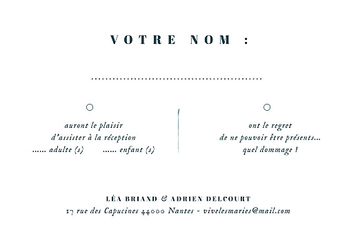 Carton réponse mariage Herbier beige - Verso Carton réponse mariage Herbier beige - Verso