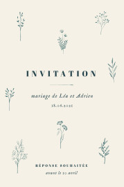 Carton d'invitation mariage Herbier (Portrait) beige