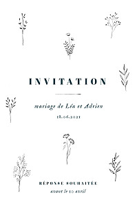 Carton d'invitation mariage blanc herbier (portrait) blanc Carton d'invitation mariage blanc herbier (portrait) blanc