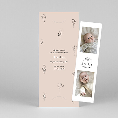 Faire-part de naissance rose herbier (marque-page) rose Faire-part de naissance rose herbier (marque-page) rose