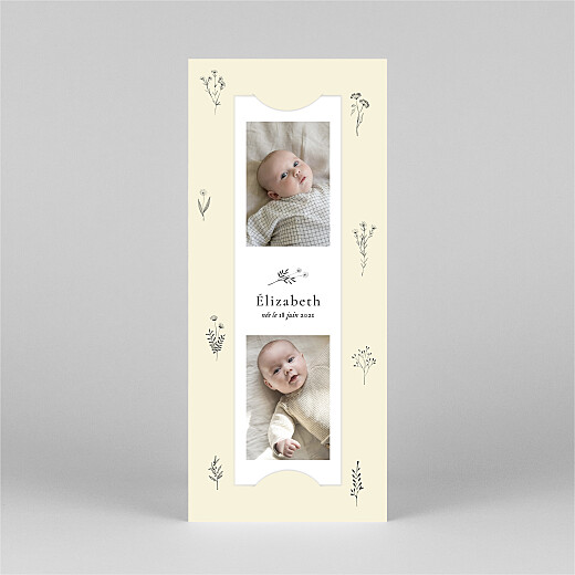Faire-part de naissance Herbier (marque-page) beige - Vue 2 Faire-part de naissance Herbier (marque-page) beige - Vue 2