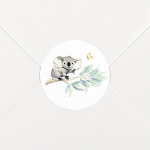 Stickers pour enveloppes naissance Koalas en famille blanc