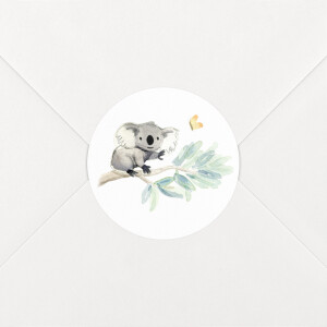 Stickers pour enveloppes naissance Koalas en famille blanc Stickers pour enveloppes naissance Koalas en famille blanc