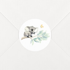 Stickers pour enveloppes naissance Koalas en famille blanc Stickers pour enveloppes naissance Koalas en famille blanc