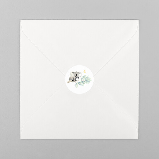 Stickers pour enveloppes naissance Koalas en famille blanc - Vue 2 Stickers pour enveloppes naissance Koalas en famille blanc - Vue 2