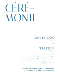 Faire-part de mariage Capitale portrait bleu ocre