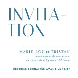 Carton d'invitation mariage Capitale bleu