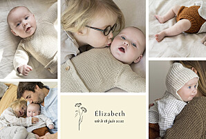 Faire-part de naissance Herbier (6 photos) beige Faire-part de naissance Herbier (6 photos) beige