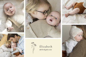 Faire-part de naissance Herbier (6 photos) beige Faire-part de naissance Herbier (6 photos) beige