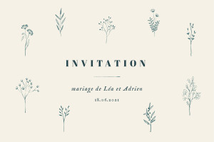 Carton d'invitation mariage Herbier beige Carton d'invitation mariage Herbier beige