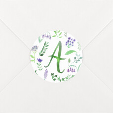 Stickers pour enveloppes naissance Alphabet fleuri blanc