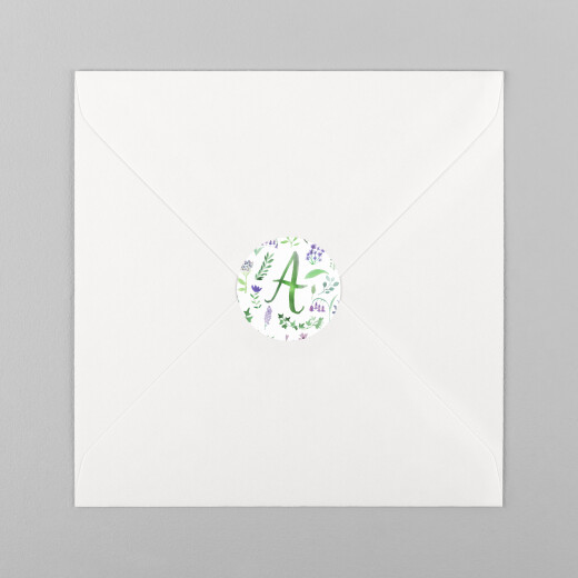 Stickers pour enveloppes naissance Alphabet fleuri blanc - Vue 2