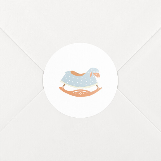 Stickers pour enveloppes naissance Mouton à bascule blanc - Vue 1