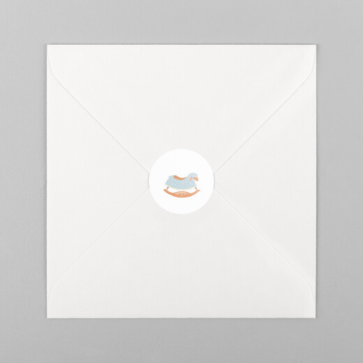 Stickers pour enveloppes naissance Mouton à bascule blanc - Vue 2