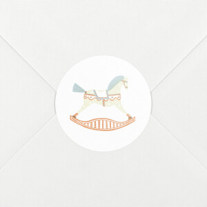 Stickers pour enveloppes naissance Cheval à bascule blanc