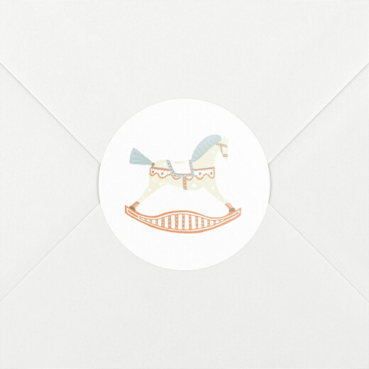 Stickers pour enveloppes naissance Cheval à bascule blanc - Vue 1