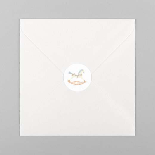 Stickers pour enveloppes naissance Cheval à bascule blanc - Vue 2