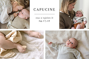 Faire-part de naissance doux instants (paysage) blanc Faire-part de naissance doux instants (paysage) blanc