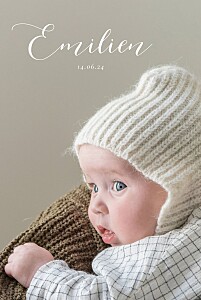 Faire-part de naissance Calligraphie (portrait) blanc Faire-part de naissance Calligraphie (portrait) blanc