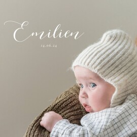 Faire-part de naissance Calligraphie blanc