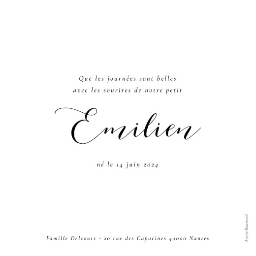 Faire-part de naissance Calligraphie blanc - Page 2 Faire-part de naissance Calligraphie blanc - Page 2
