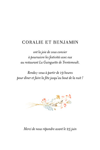 Carton d'invitation mariage Solstice d'été portrait vert - Verso Carton d'invitation mariage Solstice d'été portrait vert - Verso